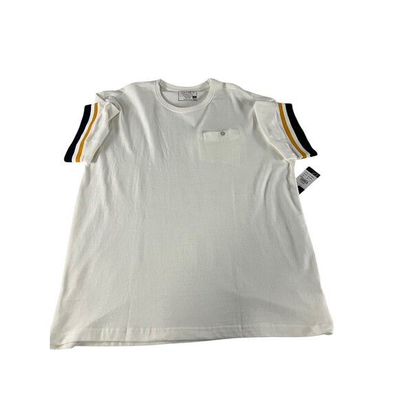 G-Net Mens Short Sleeve T-Shirt Pocket Striped Sleeves XXL Eggshell Oversized - Picture 1 of 13